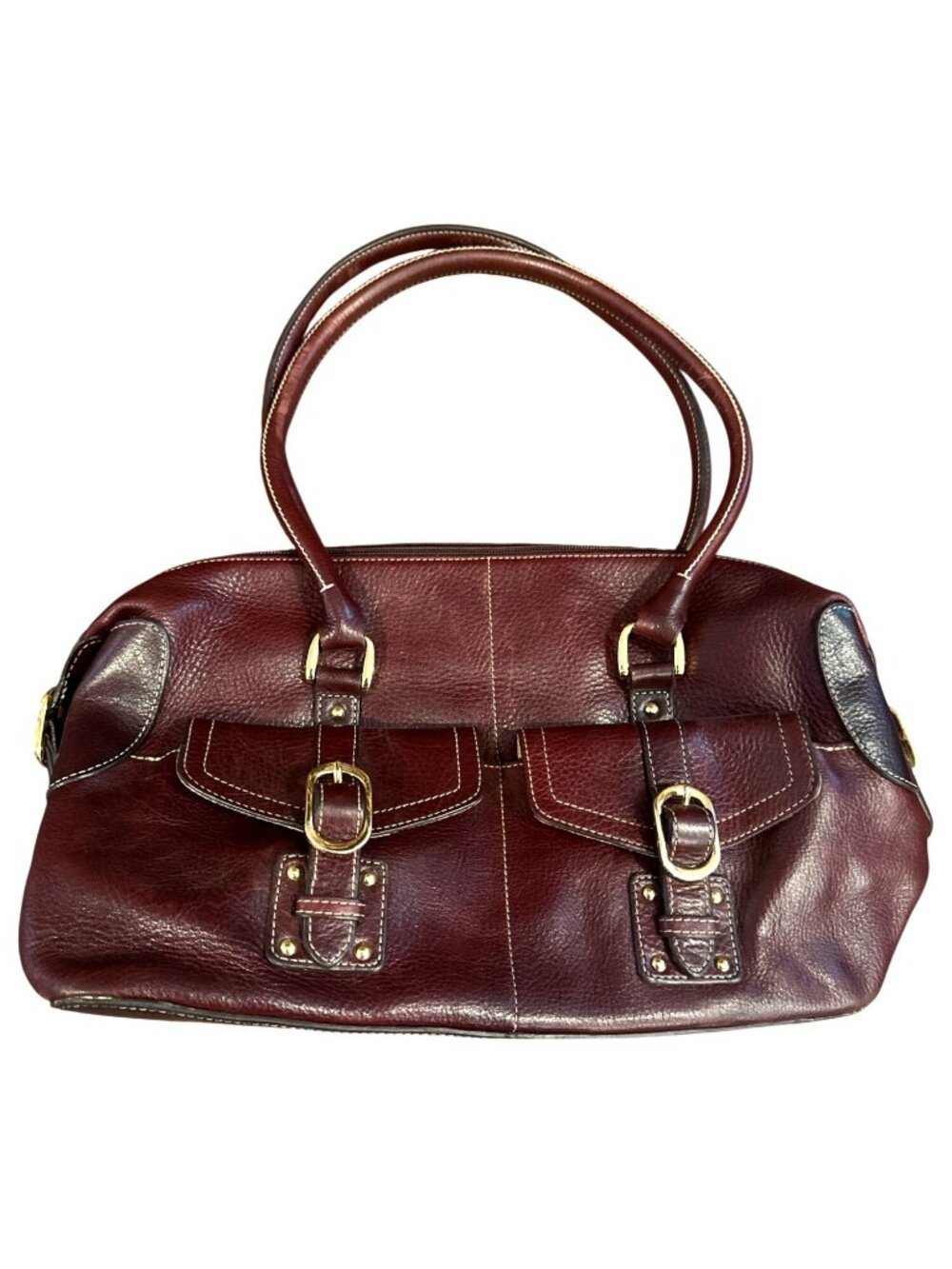 Vintage Etienne Aigner Oxford Leather Buckle Shoulder Satchel Bag Y2K Equestrian